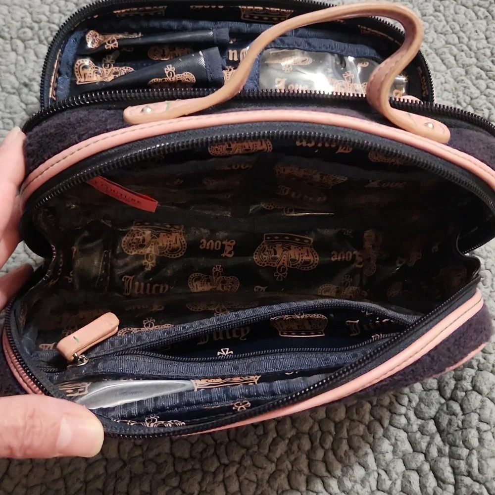 Rare Y2K Juicy Couture Make-up Bag/Organizer Dark Blue And Pink - Picture 7 of 14